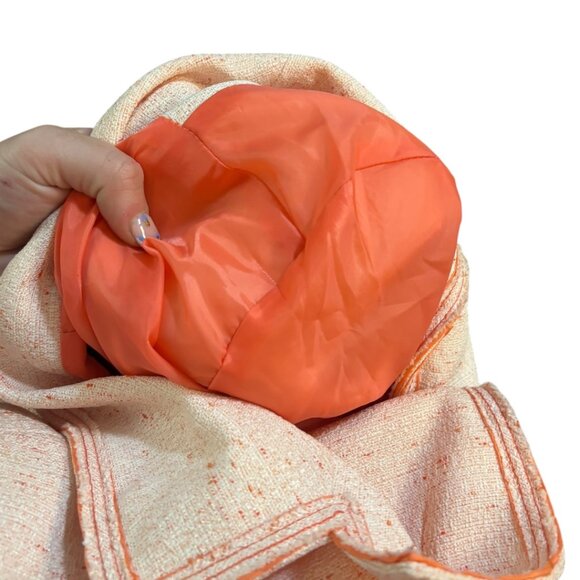 Vintage Albert Nipon Boutique Peach Silk Lined Bow Blazer Jacket - Picture 10 of 11